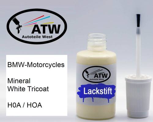 BMW-Motorcycles, Mineral White Tricoat, H0A / HOA: 20ml Lackstift, von ATW Autoteile West.